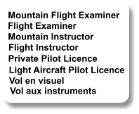 Flight Instructor Flight Examiner Private Pilot Licence Light Aircraft Pilot Licence Mountain Instructor Vol en visuel Vol aux instruments Mountain Flight Examiner
